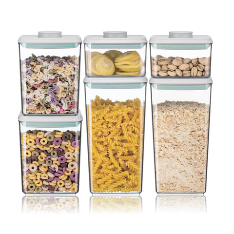 Ankou front view of six containers showing clear bodies and stacked organization benefit