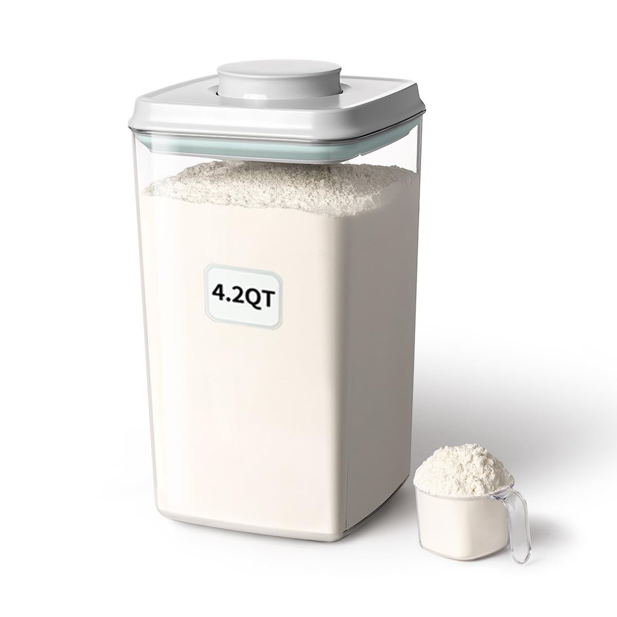 Ankou container front view showing clear PET and capacity, easy organization benefit