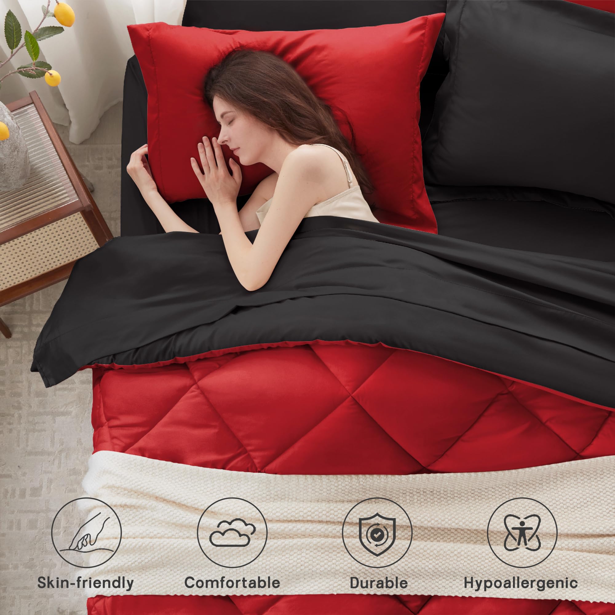 Anluoer fitted sheet deep pocket demonstrating secure fit on mattress