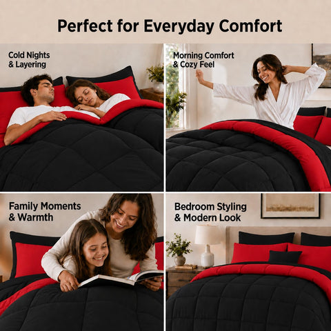 Anluoer comforter red side shown vibrant for bold bedroom accent and versatility