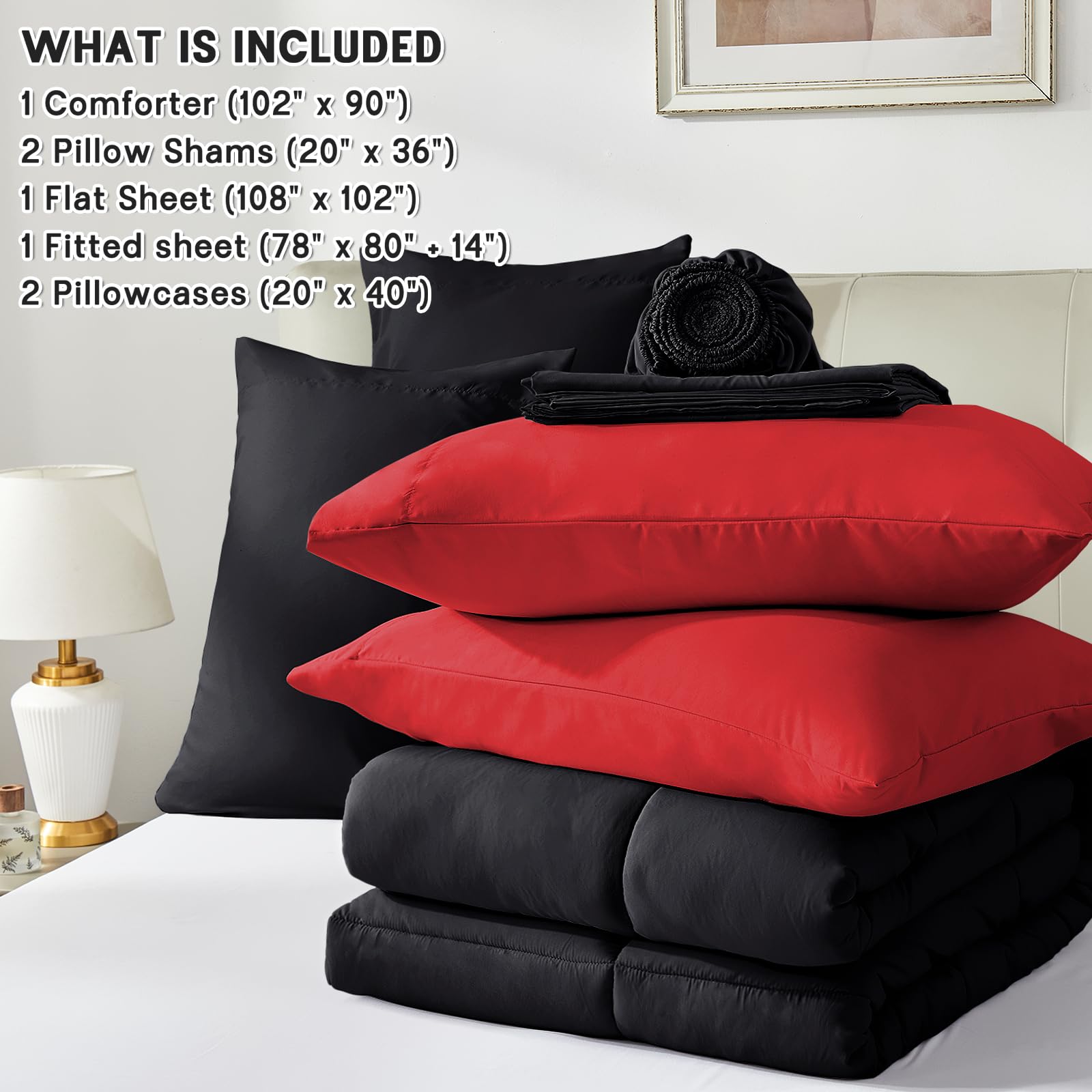 Anluoer size comparison with ruler showing comforter and sheets scale for accuracy