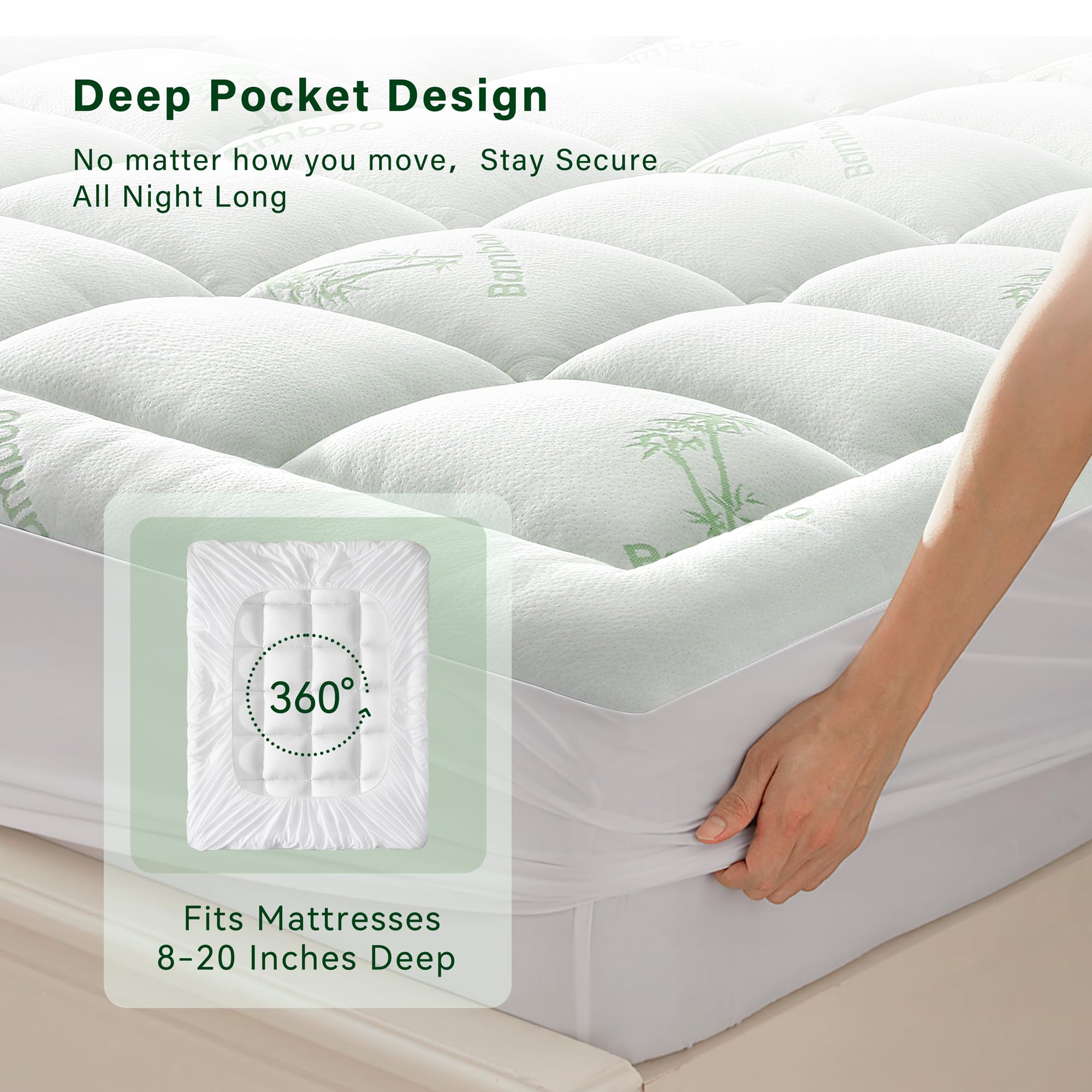 Anluoer scale photo comparing topper on a queen mattress to show thickness