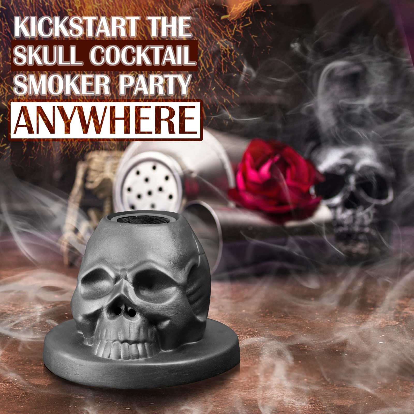 Anmyox smoker in use on glass showing smoke infusion and dramatic presentation benefit