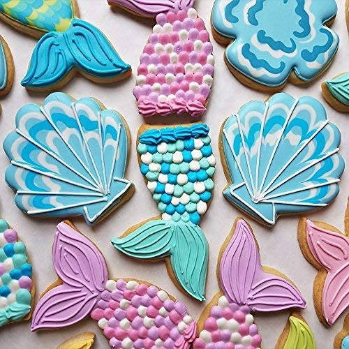Ann Clark decorated ocean-themed cookies on platter highlighting vibrant party-ready results