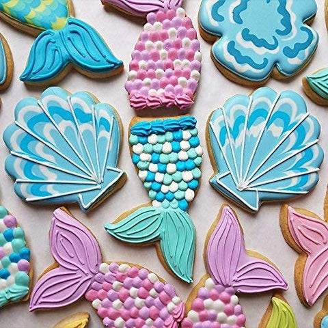 Ann Clark decorated ocean-themed cookies on platter highlighting vibrant party-ready results
