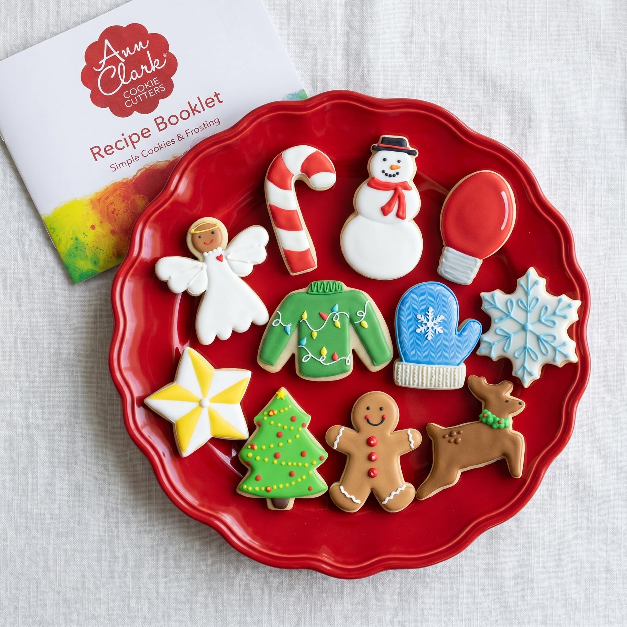 Ann Clark flat lay of all eleven holiday cutter shapes for easy selection