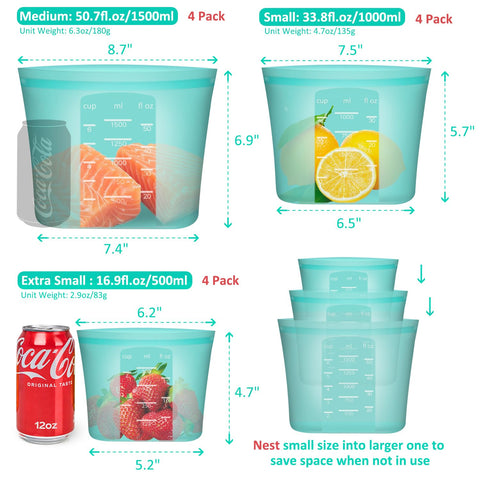 Annaklin bags stored flat in freezer saving space and preserving food freshness