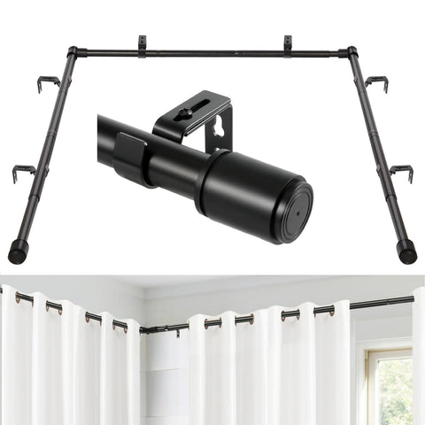 Anndason packaged curtain rod set showing complete kit and benefit versatile fit