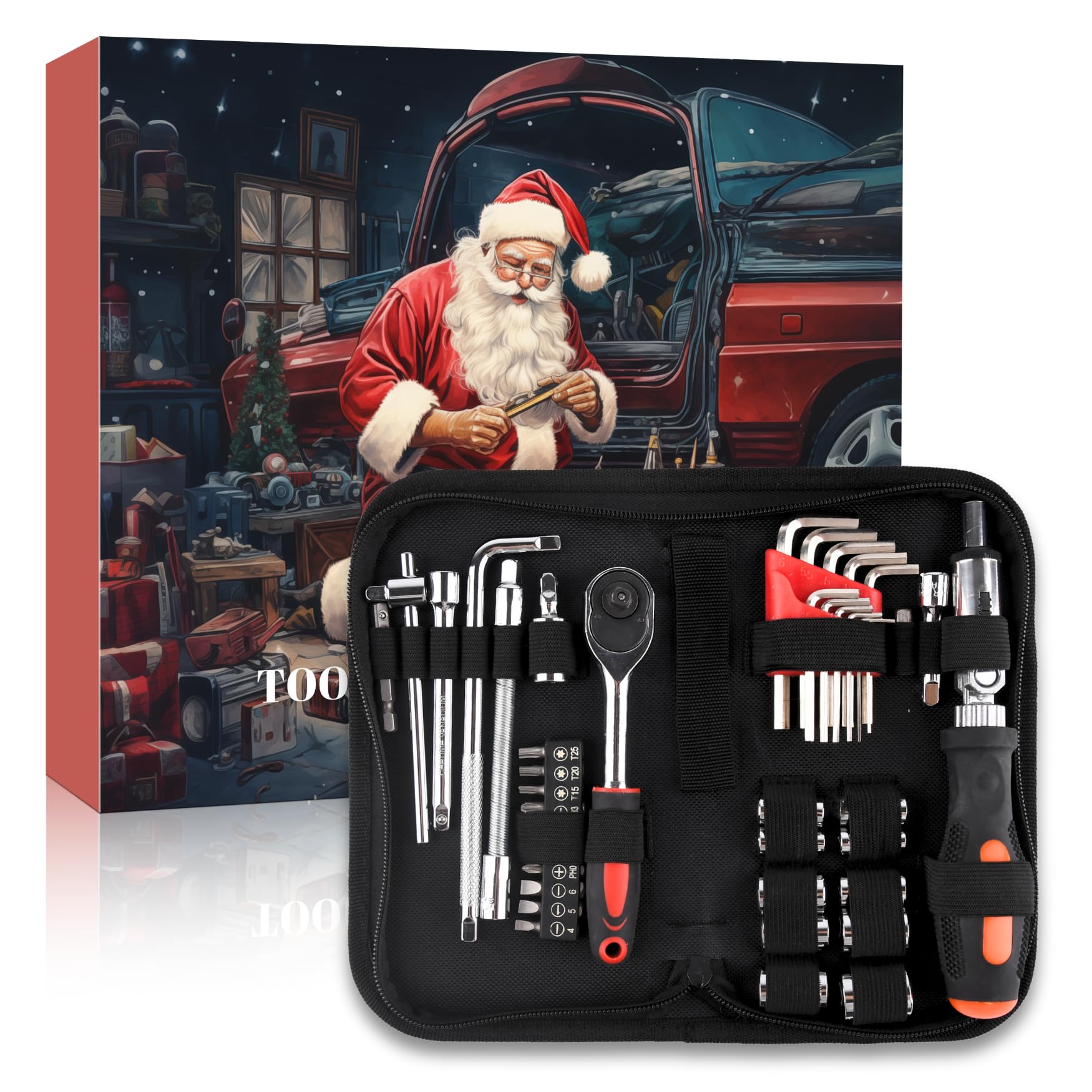 Anner Lily front packaging showing 24-day tool advent calendar and holiday design, gifting benefit