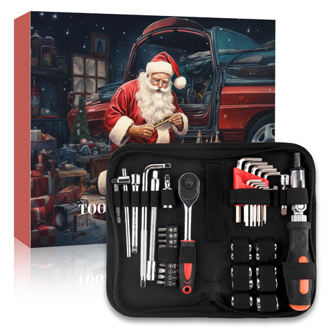 Anner Lily front packaging showing 24-day tool advent calendar and holiday design, gifting benefit