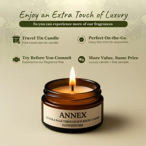 Annex candle styled on coffee table enhancing home decor ambiance