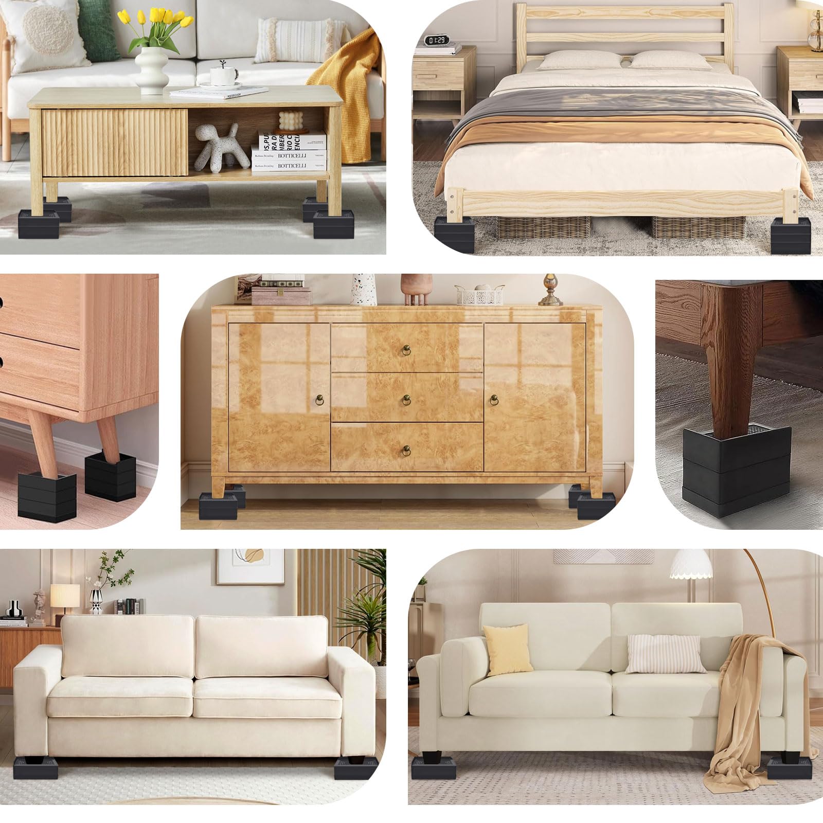 ANNKUT riser L-shape pocket fitting furniture foot for stable support