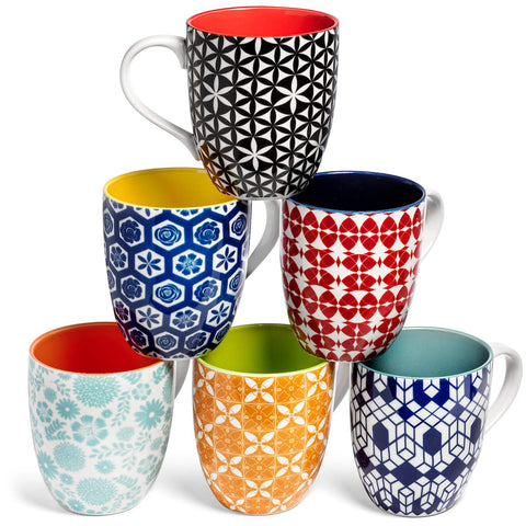 Annovero front view of six-mug set showing clean design and durability