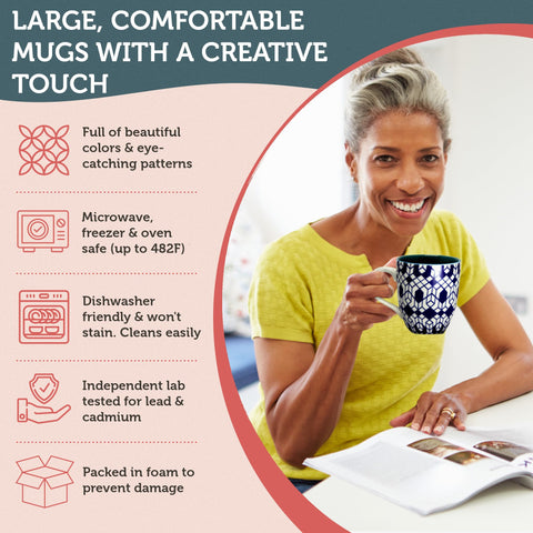 Annovero mug in use as coffee is poured, demonstrating microwave-safe convenience