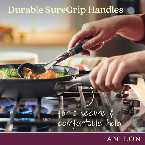 Anolon SureGrip handle detail offering secure comfortable hold