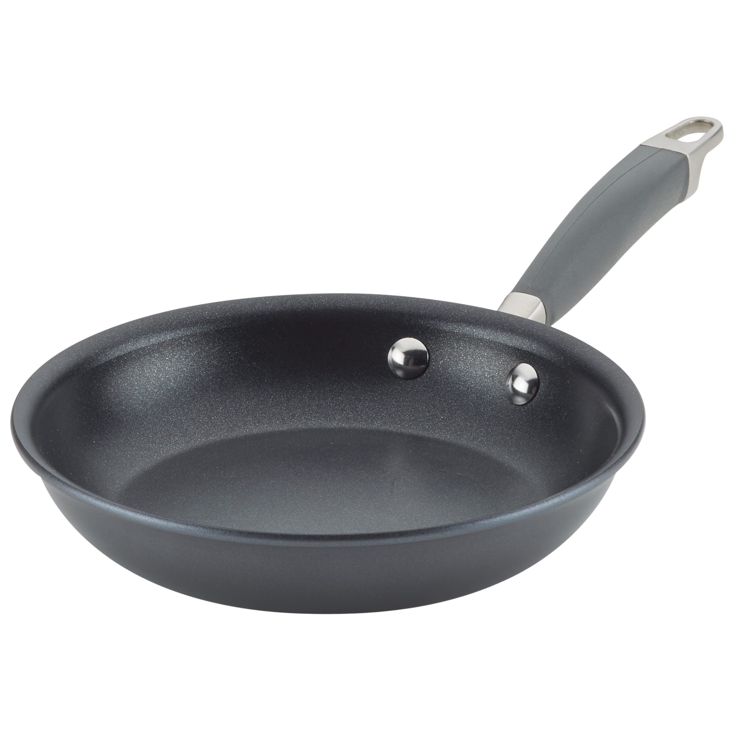 Anolon moonstone front view showing compact nonstick skillet and clean rim benefit