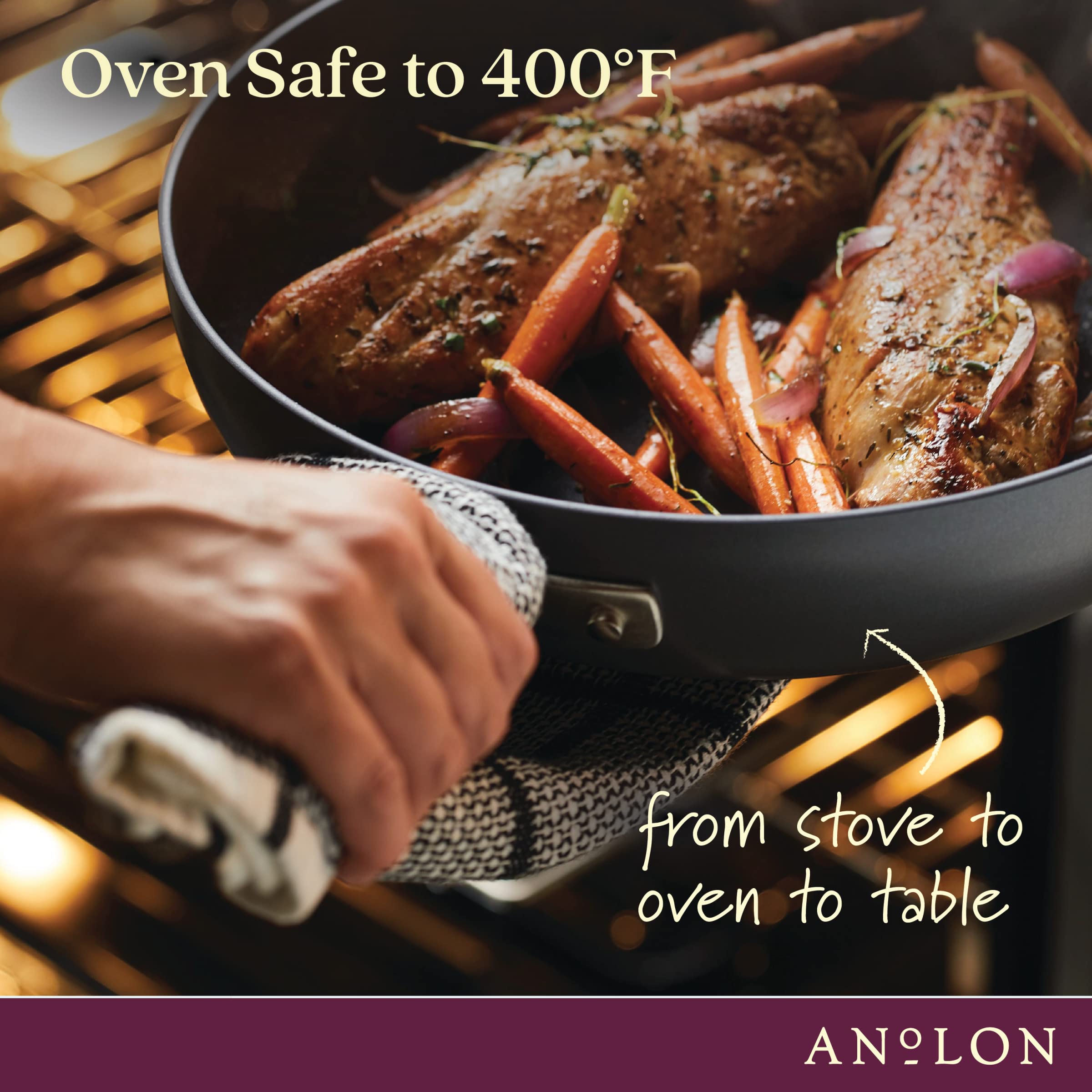 Anolon Moonstone SureGrip handle and helper handle for secure comfortable control