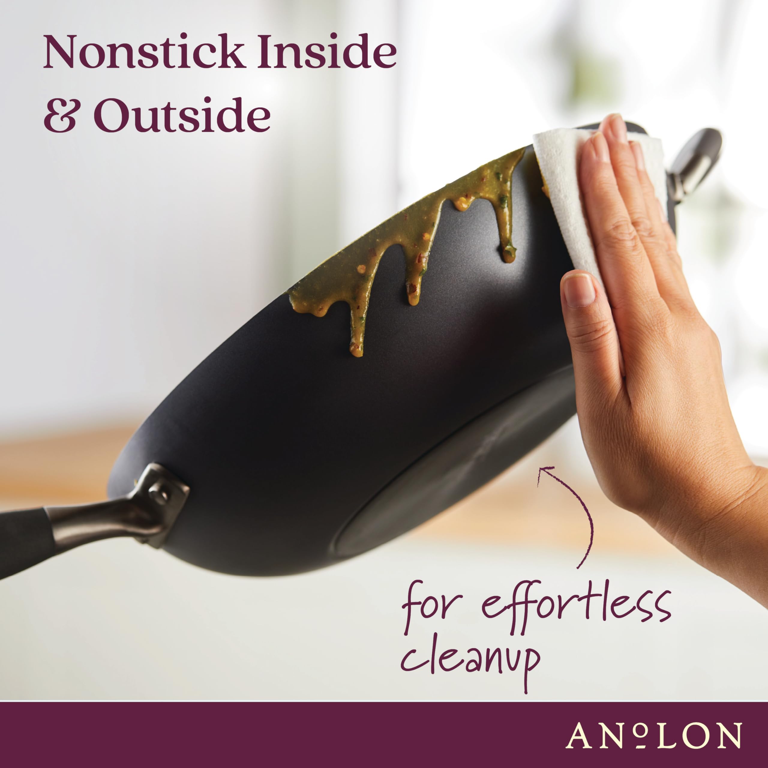 Anolon durable SureGrip handle detailed view for secure comfortable hold