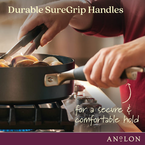 Anolon Moonstone inside oven showing stovetop-to-oven versatility and finish