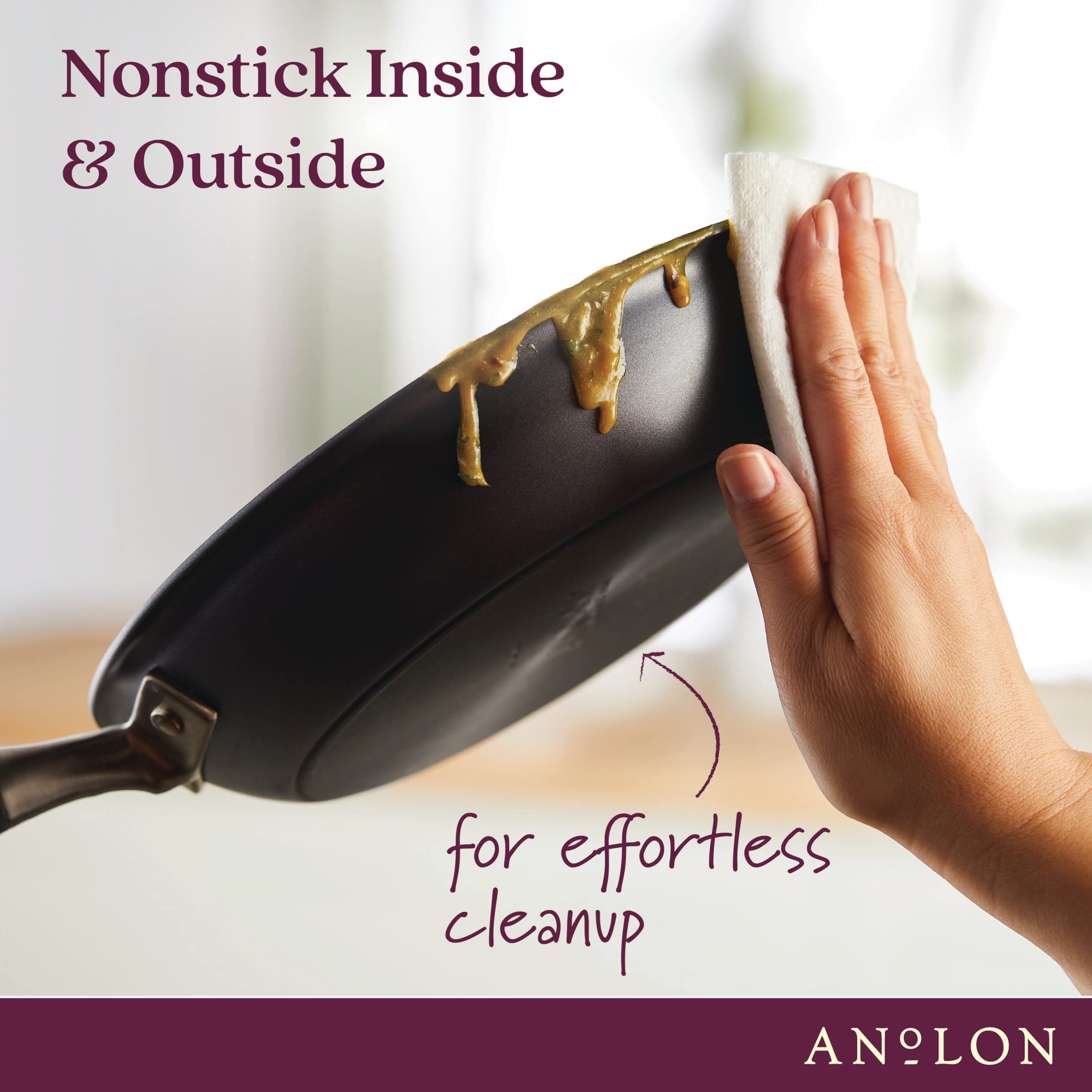 Anolon Moonstone interior close-up revealing smooth Infinity Slide nonstick surface