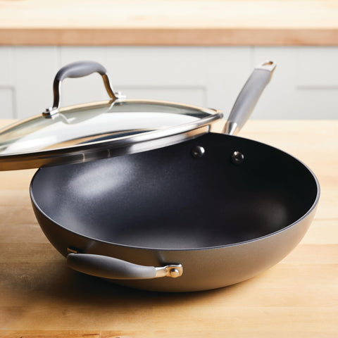 Anolon pan serving a skillet meal demonstrating family-size cooking ease