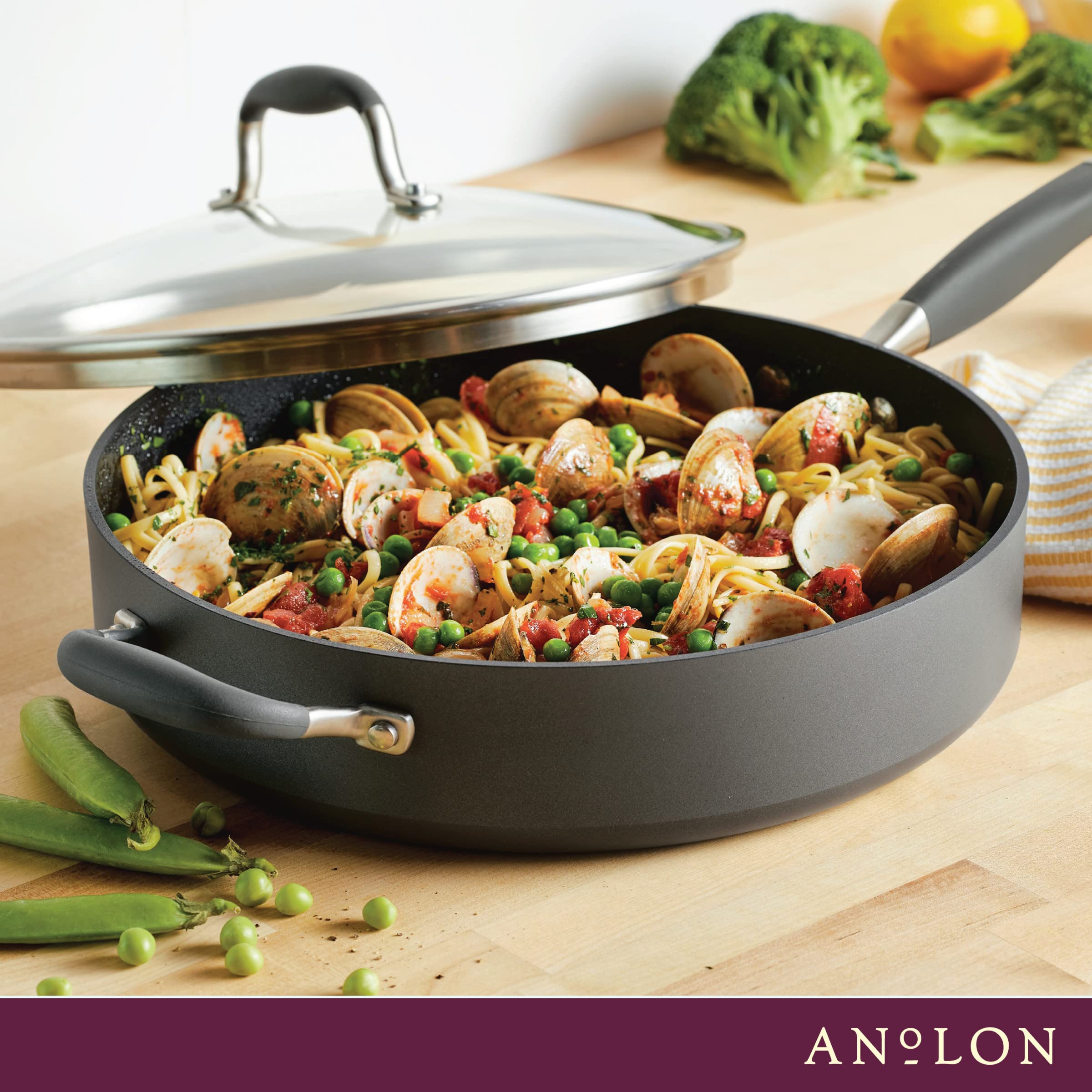 Anolon Moonstone plated one-pan meal straight from the pan for effortless serving