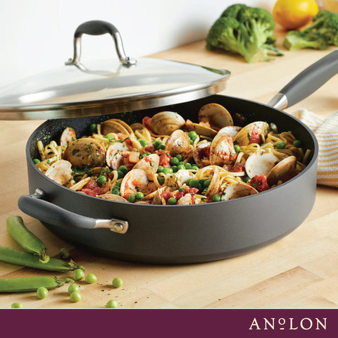 Anolon Moonstone plated one-pan meal straight from the pan for effortless serving
