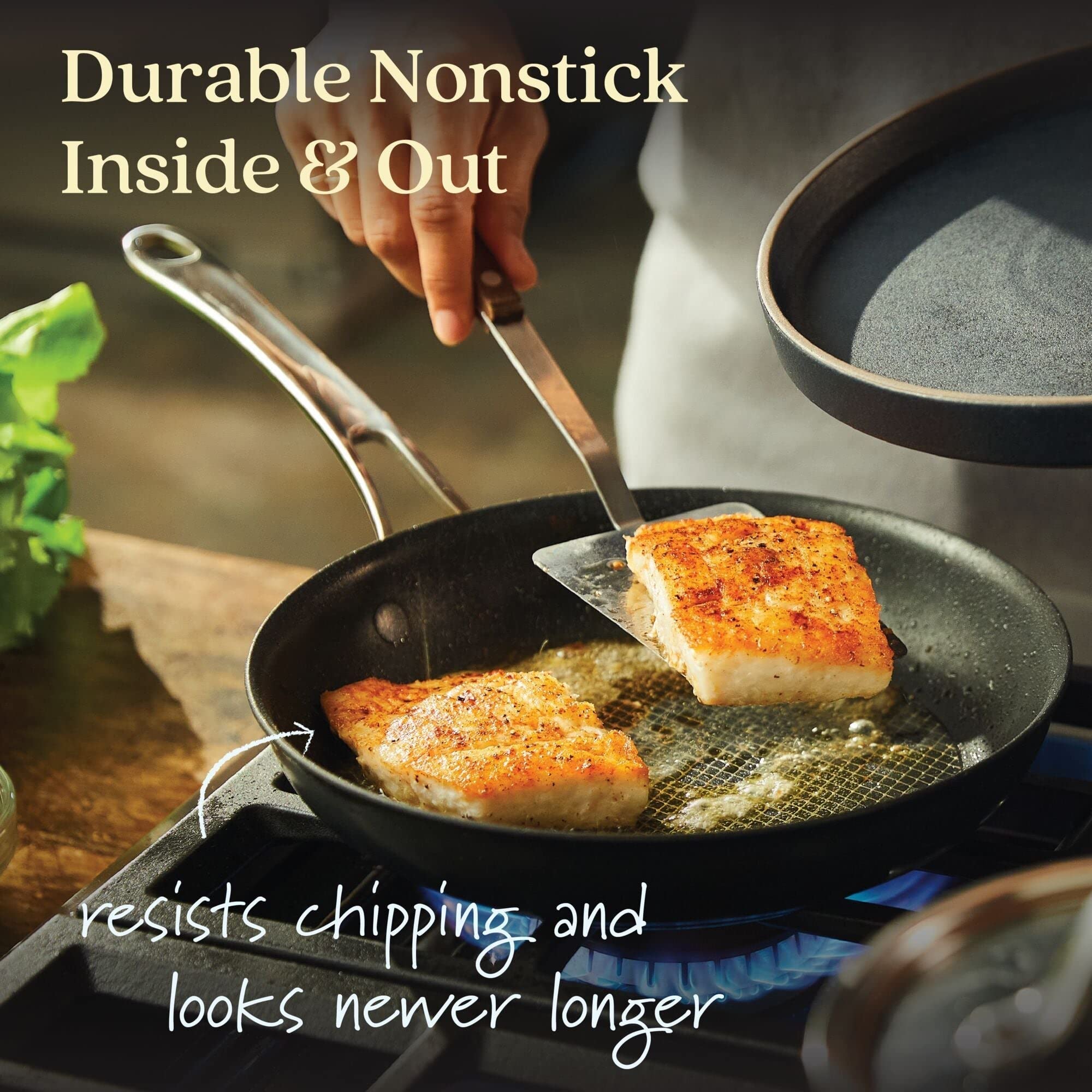 Anolon X on an induction cooktop showing compatibility and rapid heat response