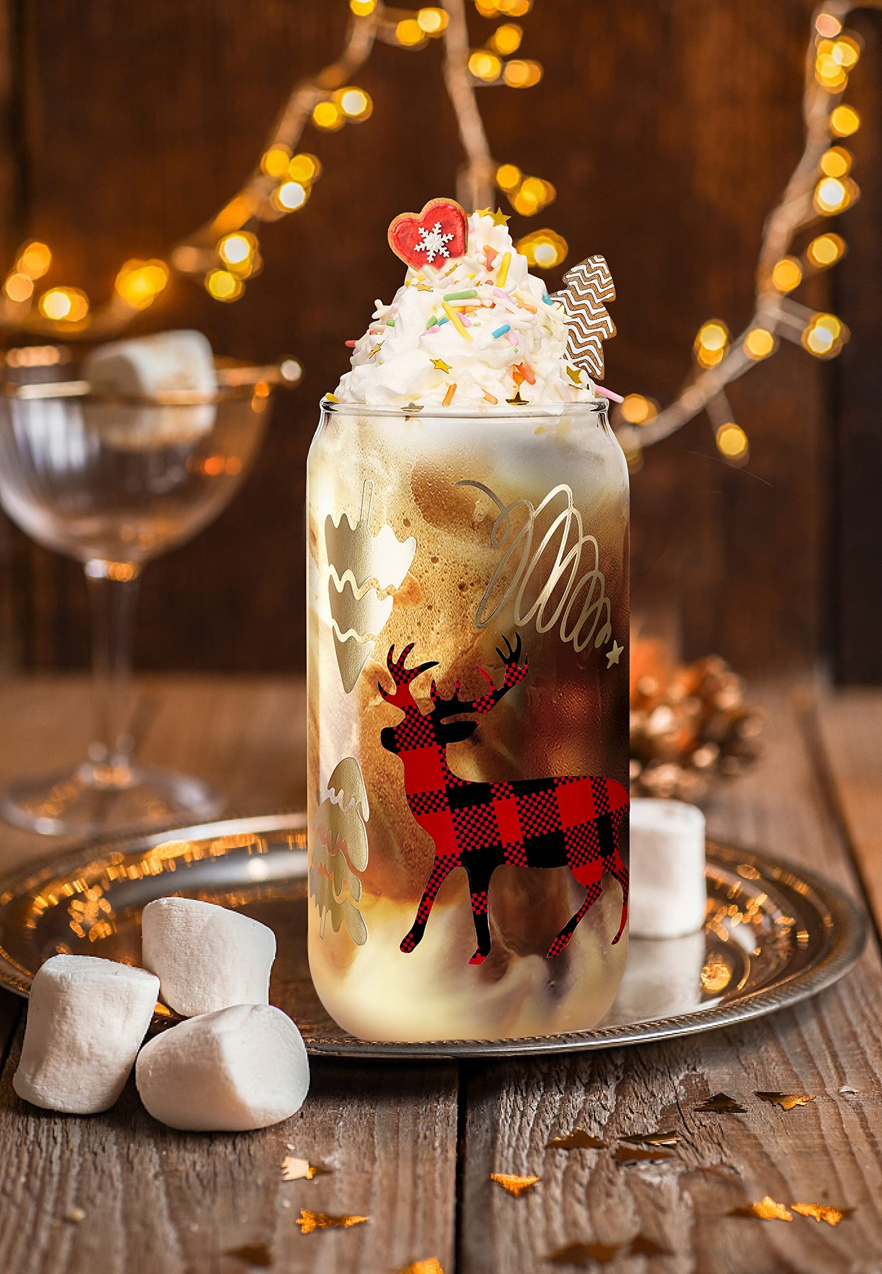 ANOTION 18oz glass tumbler with bamboo lid and straw in use, spill-resistant sipping benefit
