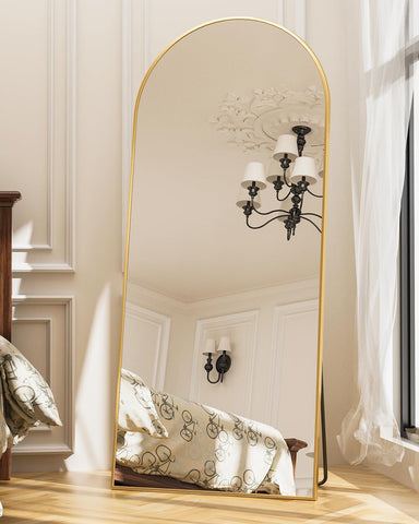 Antok front view showing full arched mirror and gold frame for refined decor