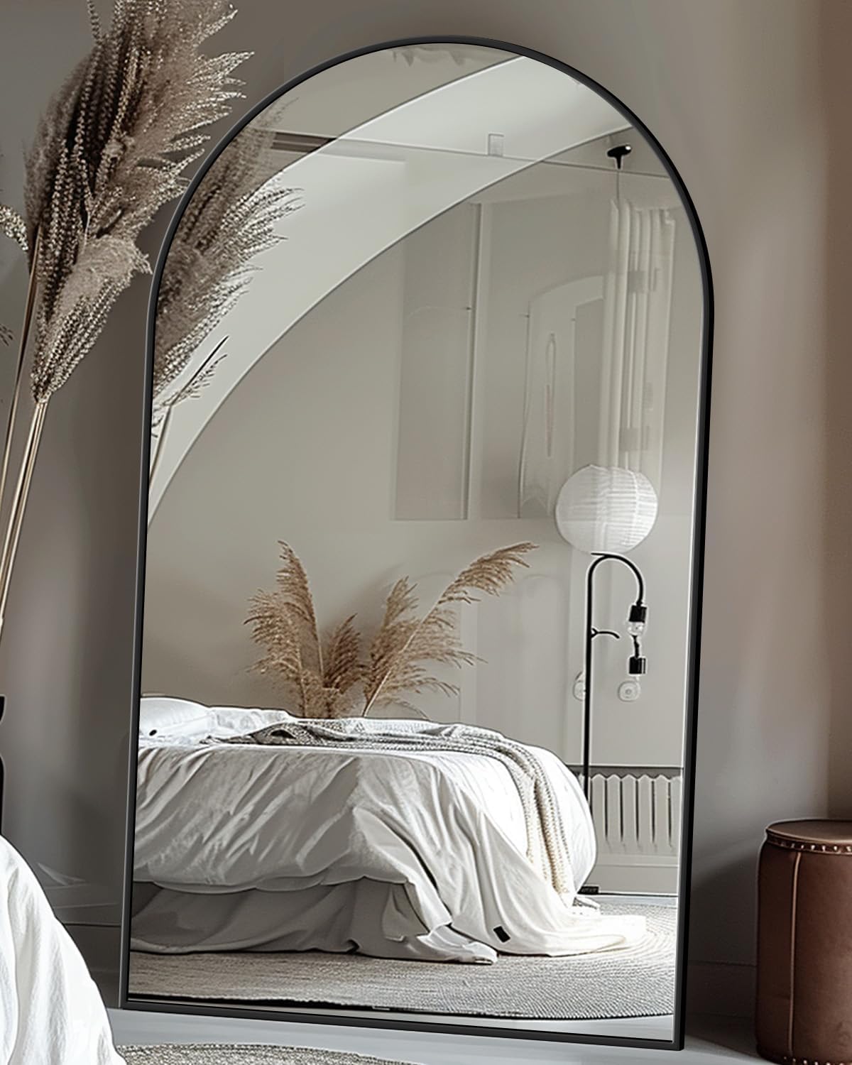 Antok arched full-length mirror front view shows full reflection and modern style
