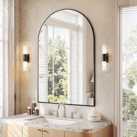 Antok mirror front view showing arched shape and clear reflection benefit