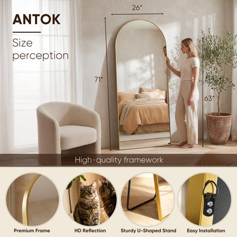 Antok mirror in bedroom showing how it enhances light and room depth