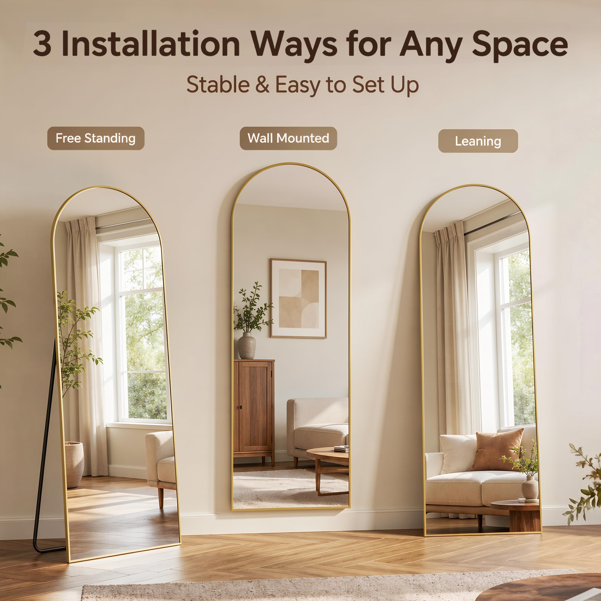 Antok leaning mirror against wall displays quick styling benefit