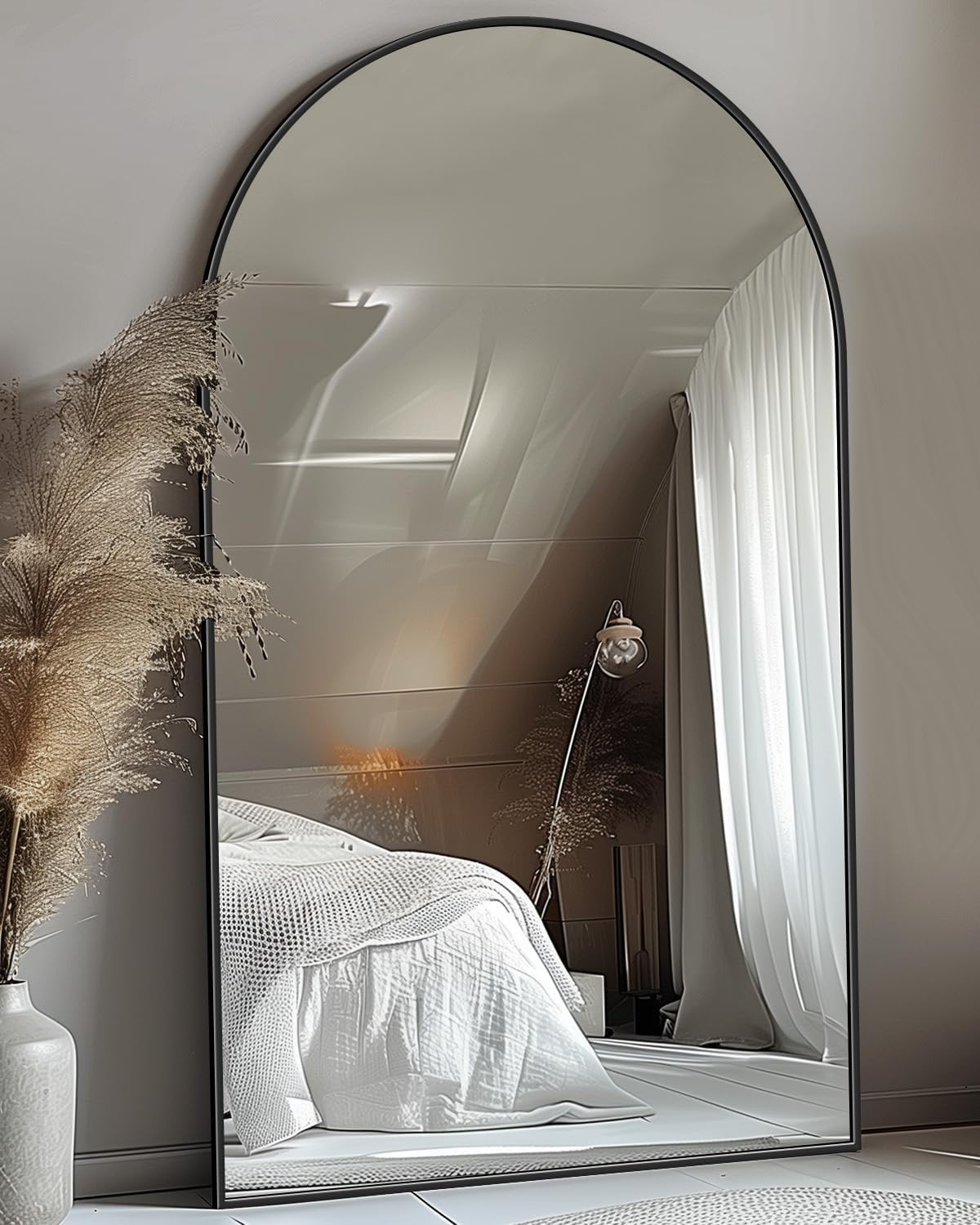 Antok mirror leaning in bedroom displays outfit-check benefit and flexible placement