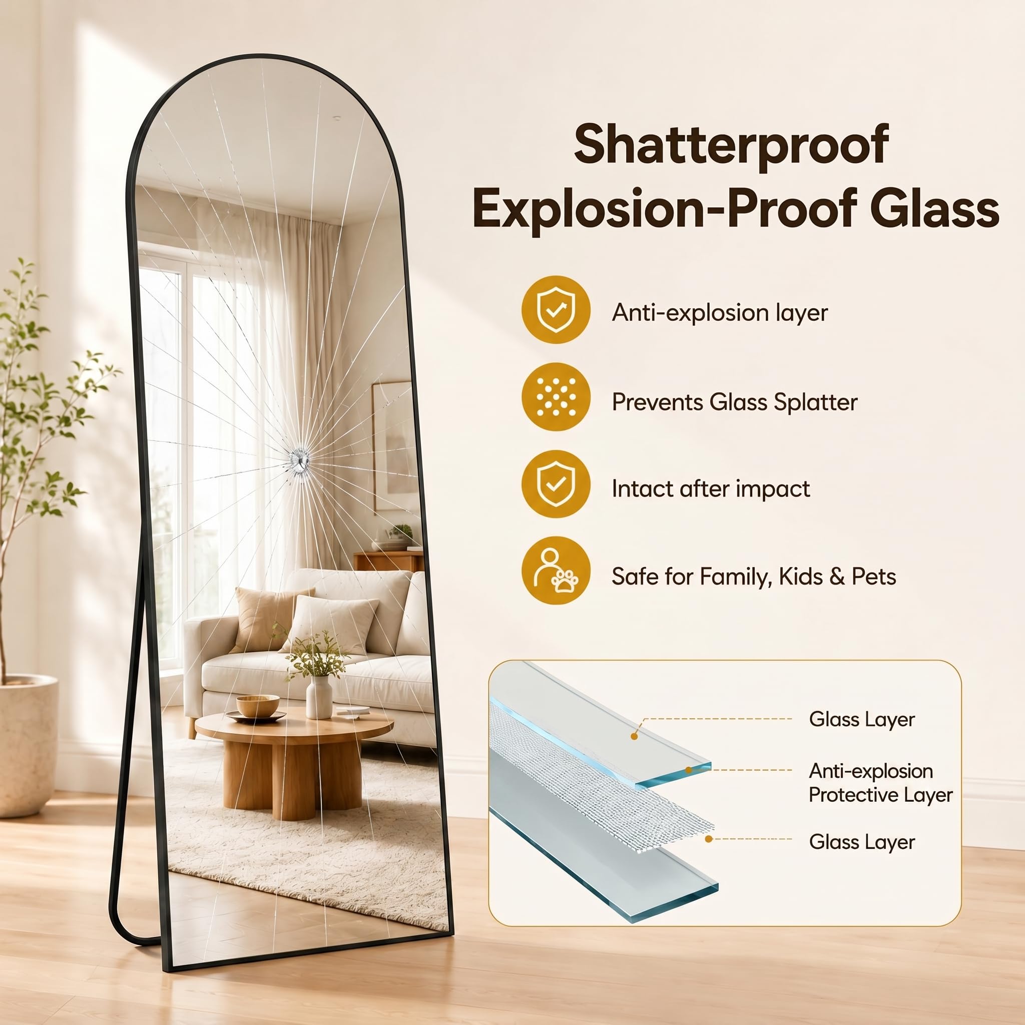 Antok mirror hanging hardware and hook for secure vertical mounting
