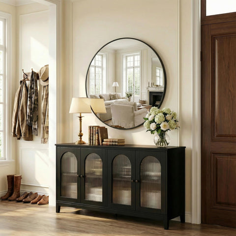 Antok mirror mounted in bathroom demonstrating moisture-resistant finish