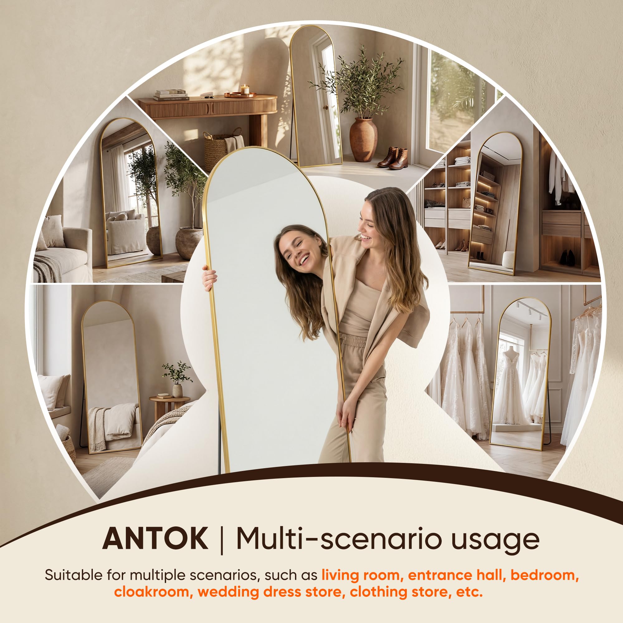 Antok packaged mirror and hardware showing secure shipping protection and contents