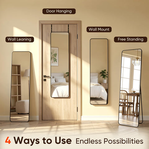 Antok mirror next to door for scale demonstrating compact, space-saving size