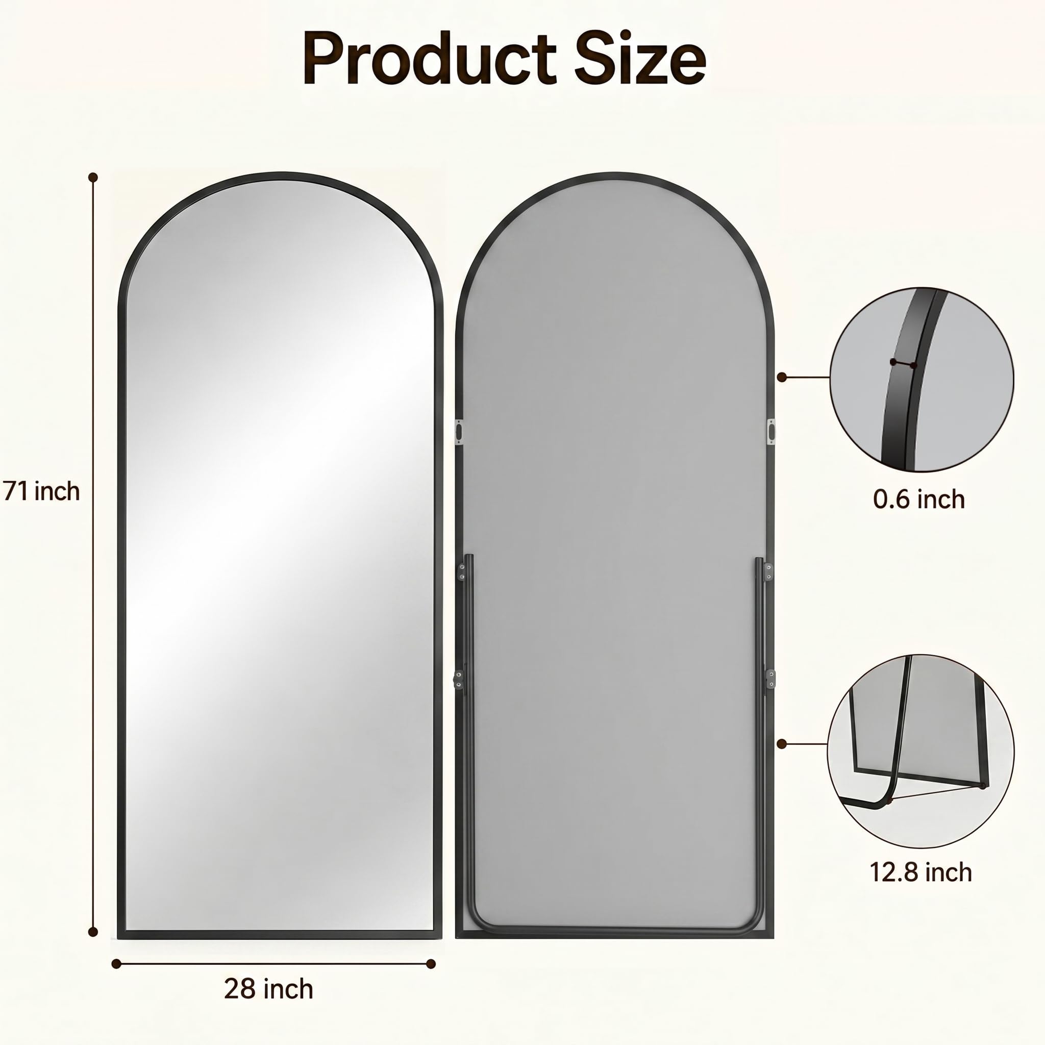 Antok mirror next to door showing scale and space-saving benefit