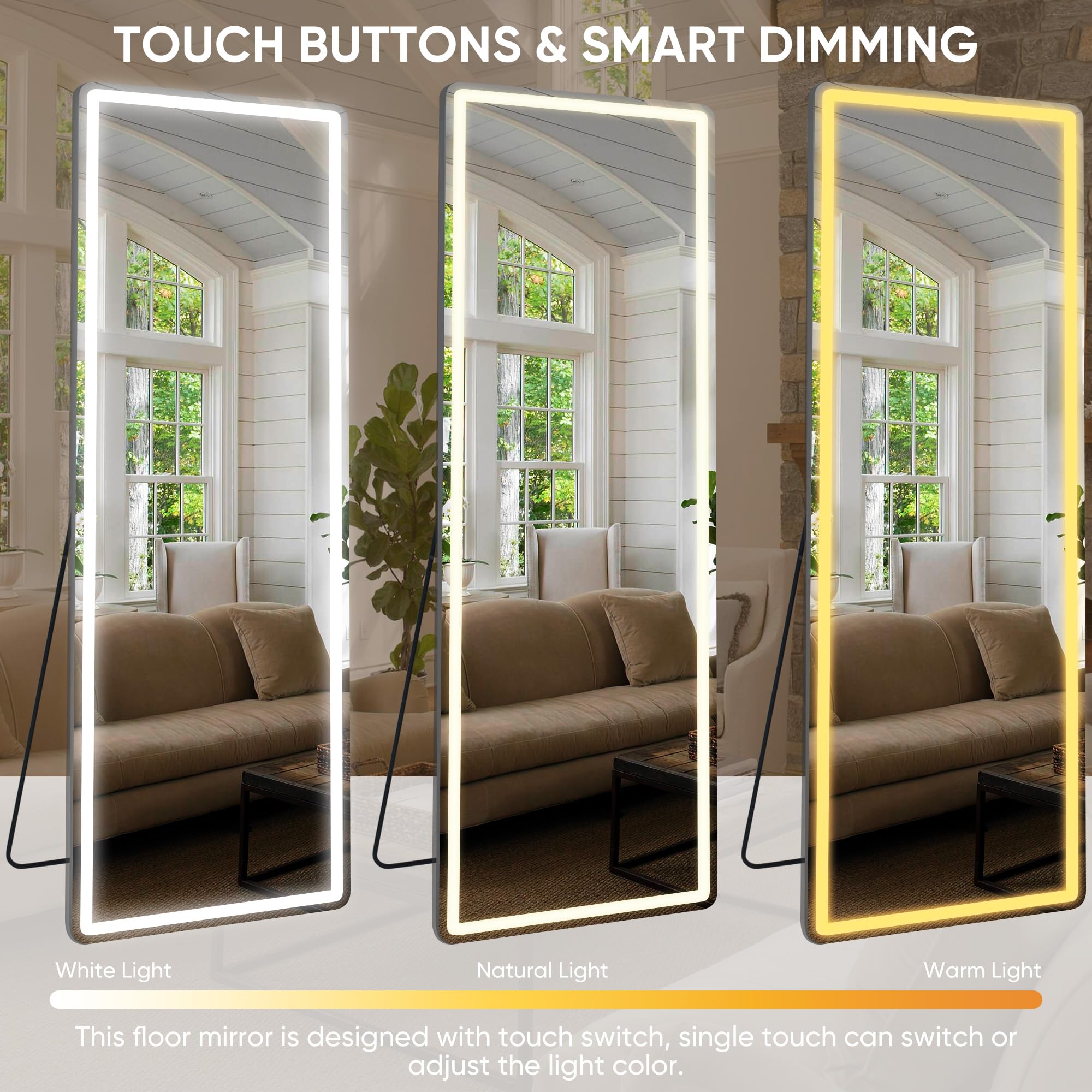 Antok touch controls close-up demonstrating easy color switching and stepless dimming convenience