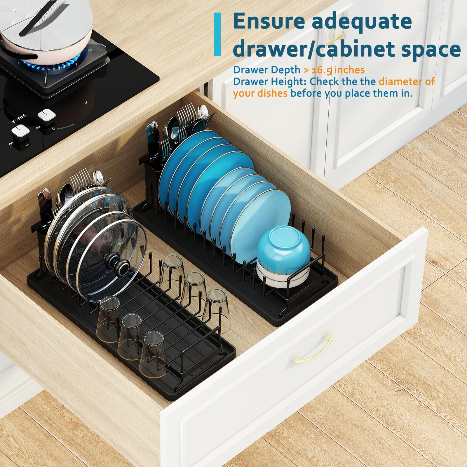 ANTOPY dish rack beside kitchen sink demonstrating compact fit and convenience
