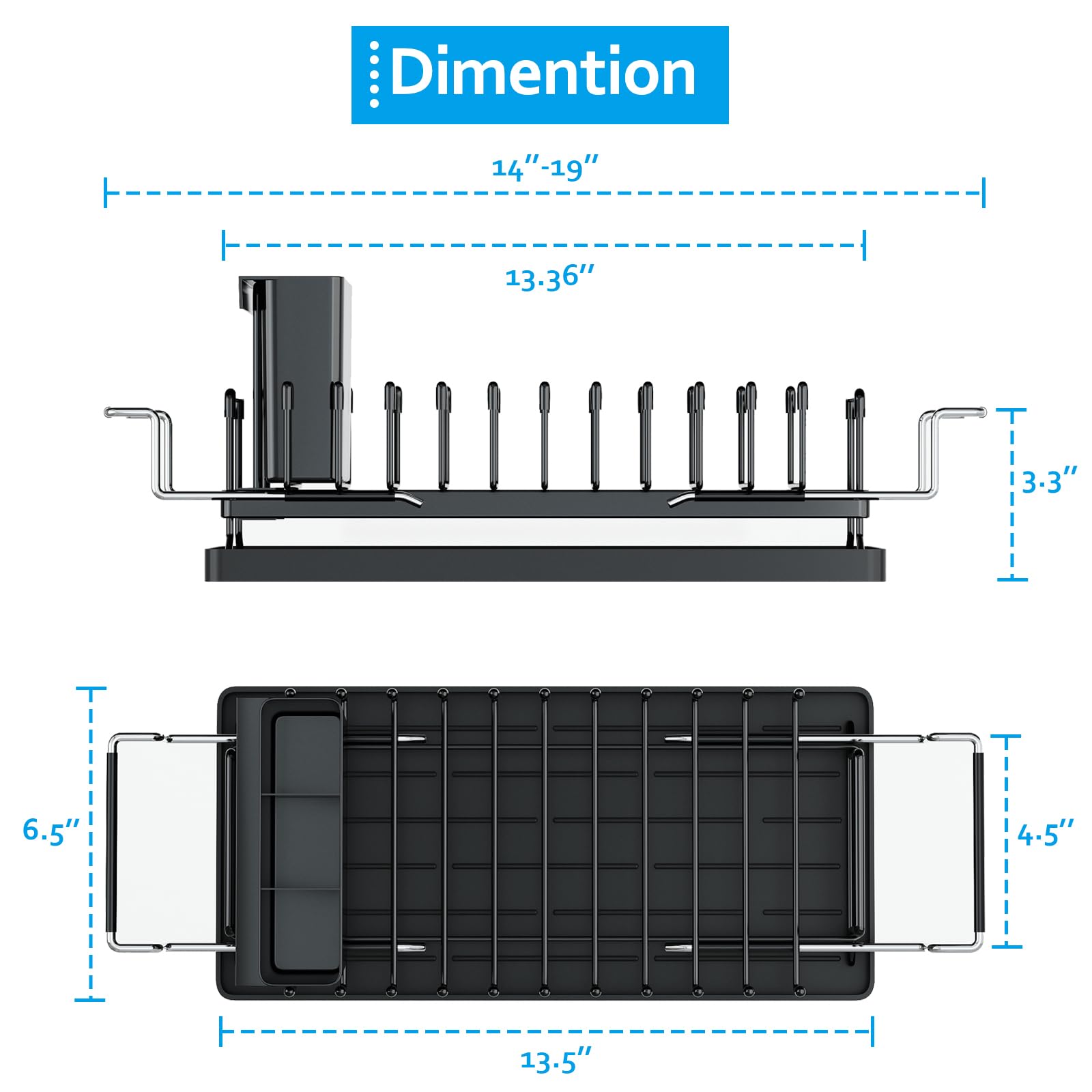 ANTOPY dish rack on countertop in small kitchen showing tidy, clutter-free benefit