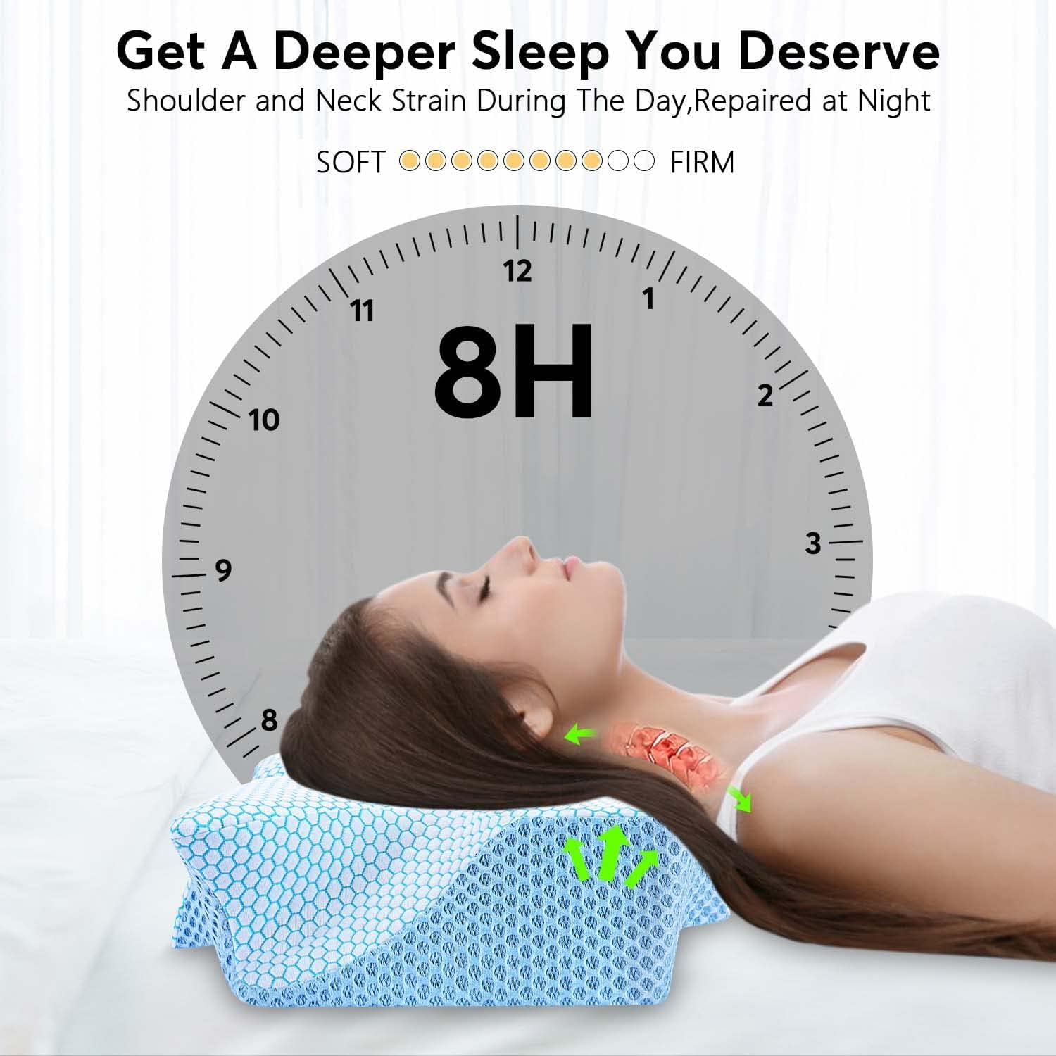 Anvo pillow in bed lifestyle showing proper spinal alignment while sleeping