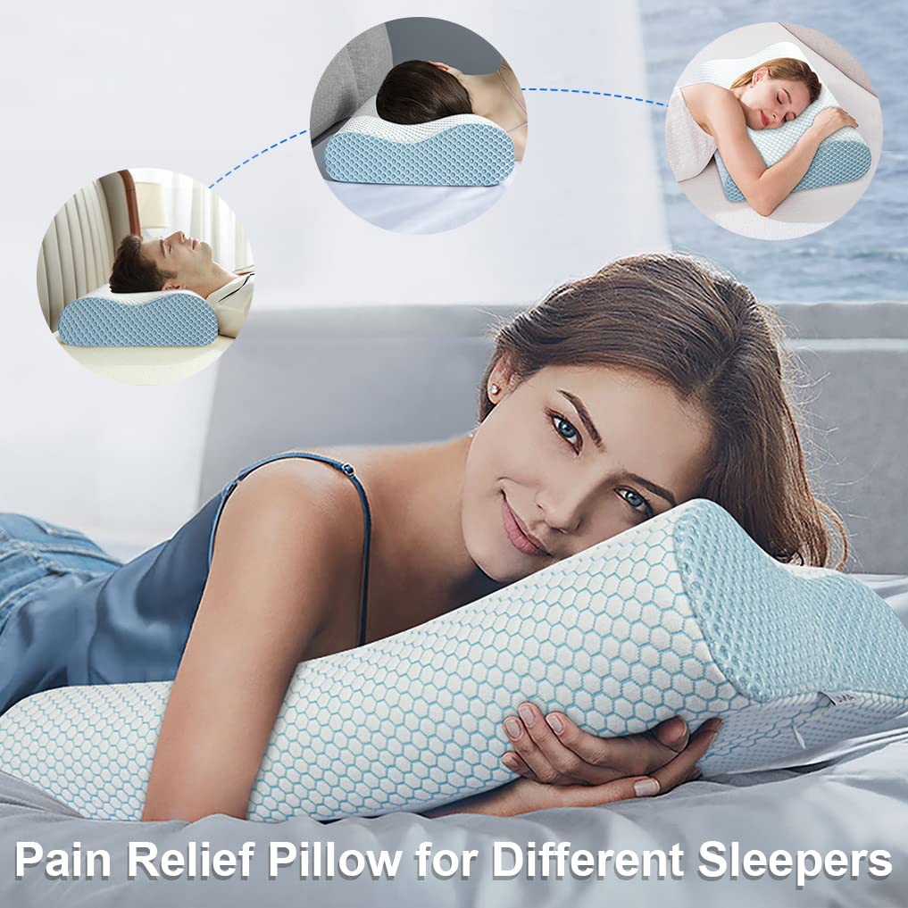 Anvo pillow on bed in bedroom scene showing comfortable sleep setting