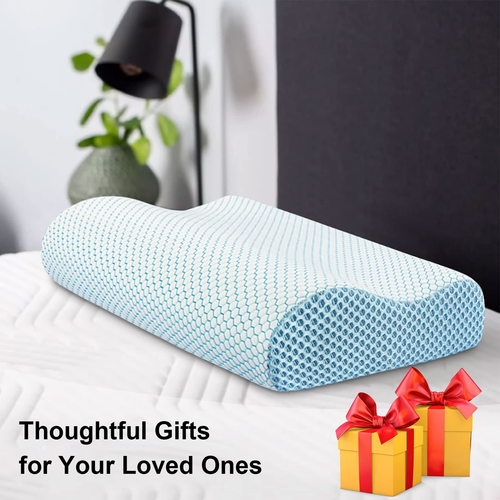Anvo pillow held next to hand showing scale and manageable size for travel