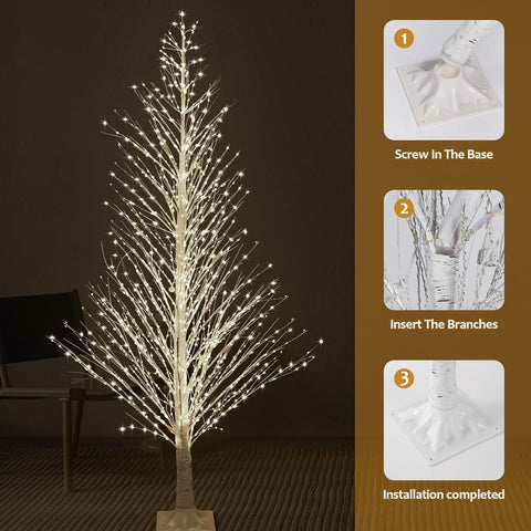 Anycosy birch tree in use on a patio creating cozy outdoor atmosphere with weather-resistant illumination