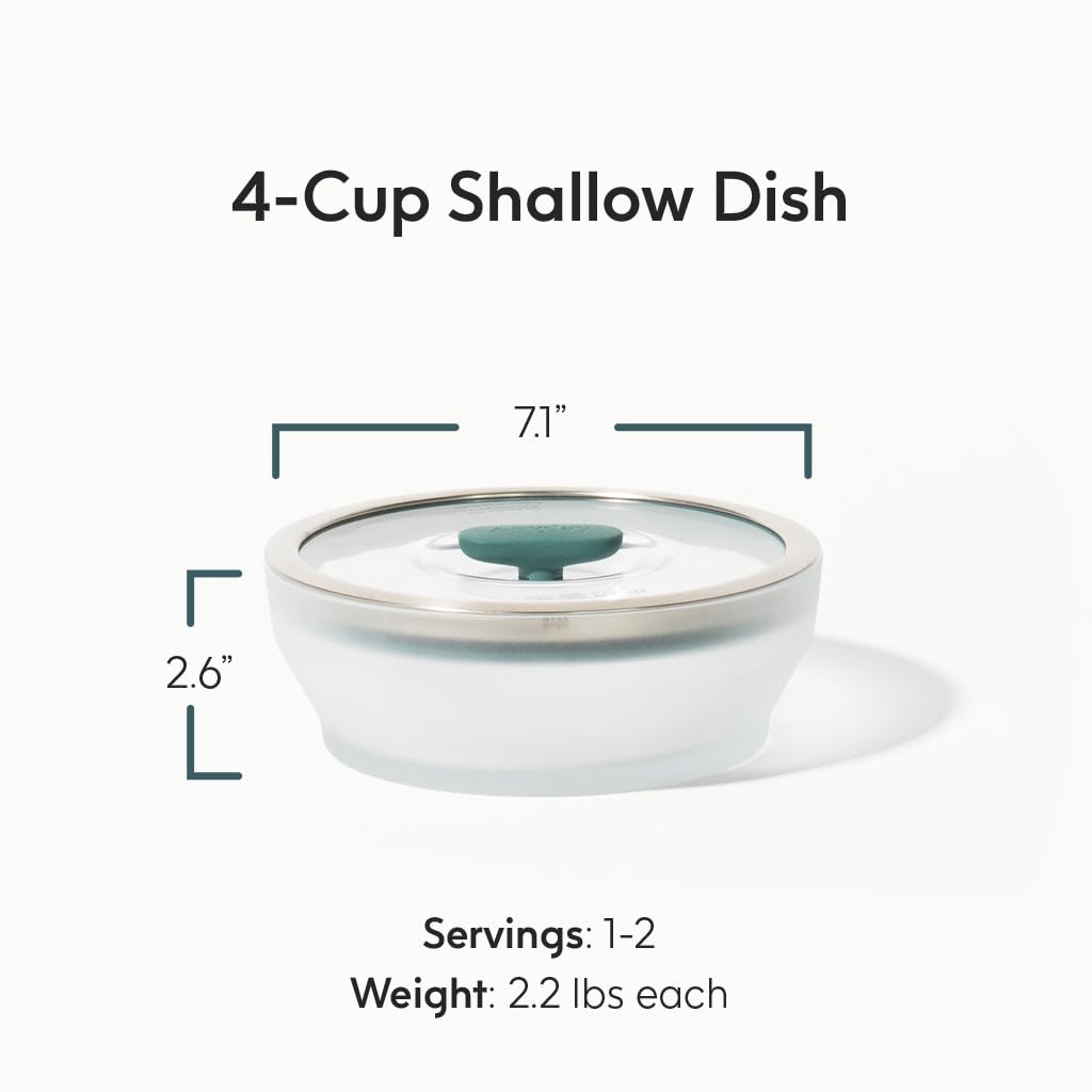 Anyday silicone-rimmed kale lid closeup showing airtight seal and stackability benefit