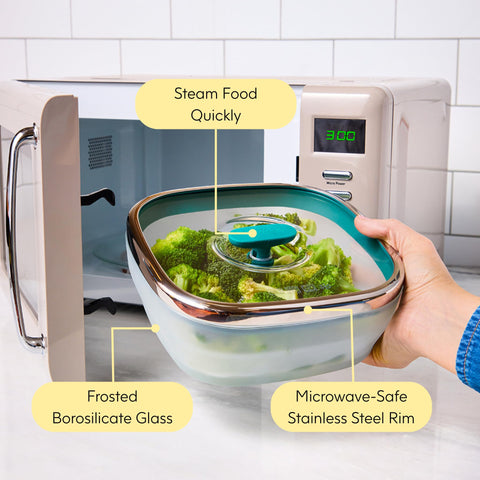 Anyday container with bacon cooking shows quick microwave meal preparation