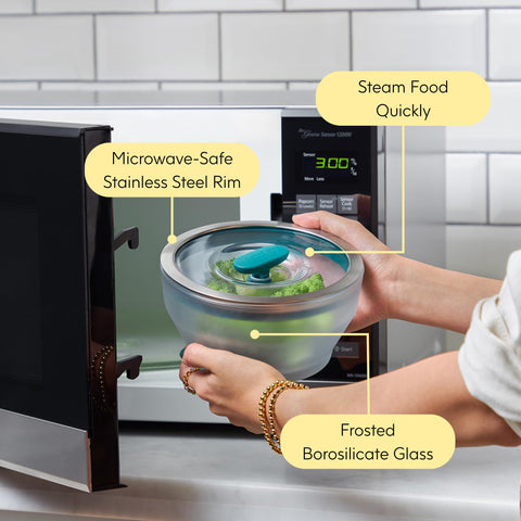 Anyday container inside microwave showing even reheating benefit